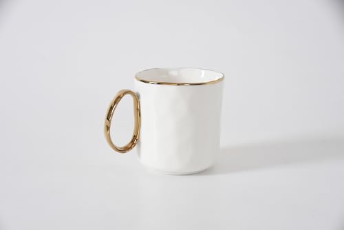 Mug Portofino de porcelana blanca y dorada 5x3.5x3.75 pulg miniatura 2
