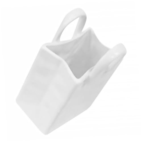 Generico Vaso Porta Pennelli da Trucco in Ceramica Forma di Borsetta Design Unico e Moderno Contenitore Stabile per Fiori Secchi e Penne Decorazione Elegante per Scrivania e Casa