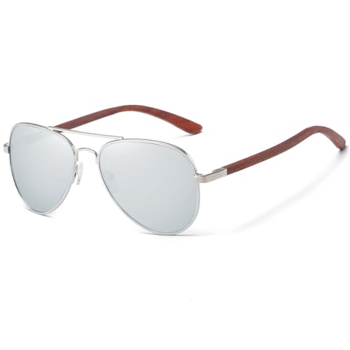 Lunettes de soleil de qualité supérieure monture en métal argenté pour femme