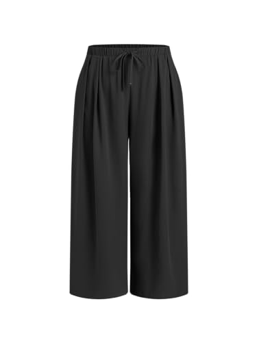 CIDER Elastic Waist Wide Leg Trousers Curve & Plus