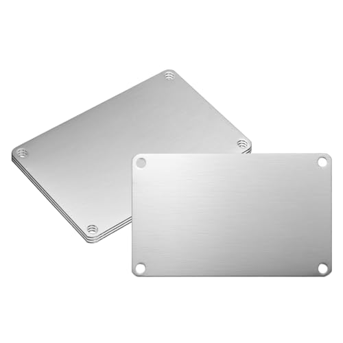 PATIKIL �󔒃l�[���v���[�g4���Z�b�g 110×70mm�����`304�X�e�����X�X�`�[���E�w�A���C���d�グ����v���[�g ��F��DIY�p�J�X�^�����[���[����\�v���[�g�i���t���j