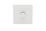 Schneider Electric Ultimate Screwless Flat Plate - Single 2 Way LED Dimmer Light Switch, 100 W/VA, GU6412LMPW, Painted White