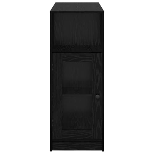 Table de bar noire aspect chêne 101x40x103.5 cm en bois avec 3 étagères - 7