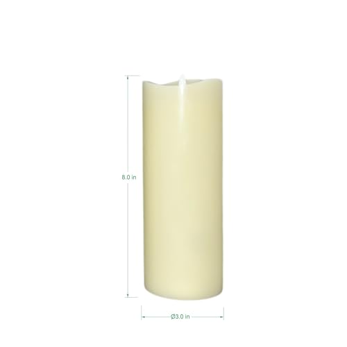Image of Stonebriar 3 Count Ivory Real Wax 3x8 Flameless LED Pillar Candles with Remote and Timer