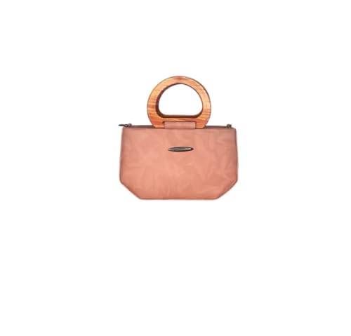 Image of Faux Leather Bag with Stylish wooden Handles - satchel bag /sling bag /Fashionable Designer Purse for Work, Shopping, and Casual Outings for girls and women