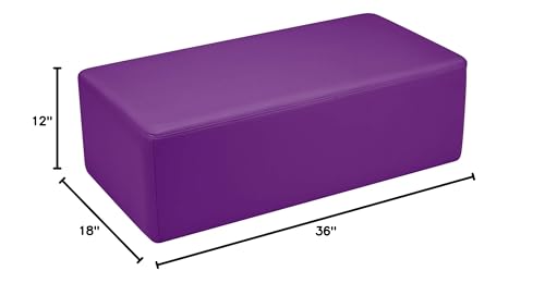 Image of Sprogs 12 inch H Structured Rectangle Stool -Flexible Modular Collaborative Soft Seating for Office, Home, Lounge and School Classrooms with Durable Frame -Purple