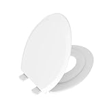 Abattant WC allongé en PP avec siège enfant et pot d'apprentissage intégré, fermeture lente et ne se desserre jamais, blanc