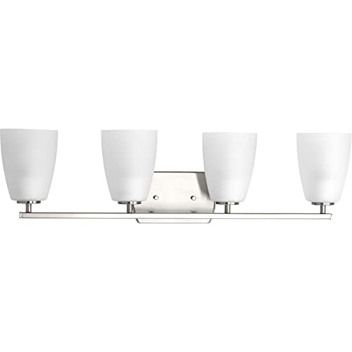 Progress Lighting Leap Collection 4-Light Etched Glass Modern Bath Vanity Light Brushed Nickel by Progress Lighting - Image 3