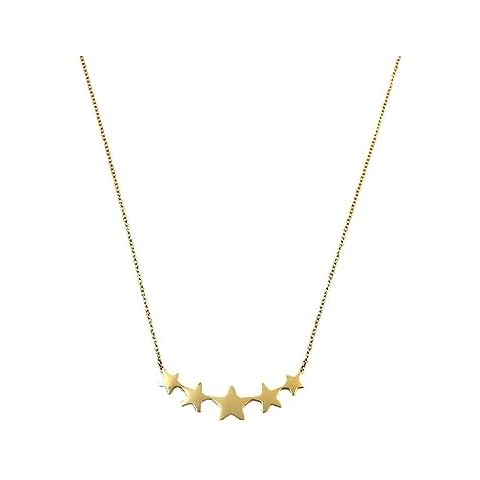 ERLOSYA Dainty Stainless Steel Stars Pendant Necklace for Women Charm 14k Gold Plated Chain Long Necklaces Minimalist Fashion Jewelry for Woman Trendy Stuff (Gold) Cover