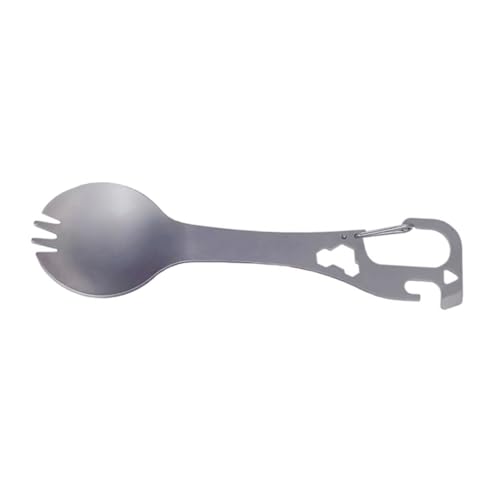 Happyyami Tenedor y Cuchara Al Aire Libre Cuchara De Metal Para Acampar Tenedor Para Acampar Al Aire Libre Acampar Con Cuchara Pequeña Cuchara Al Aire Libre Acero Inoxidable Silver
