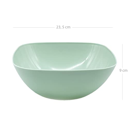 Miniatura 2 de Cablepelado - Cuenco De Plastico Cuadrado Para Comida - Bol - Recipiente - Plato - Ensaladera - Vasija - Libre Bpa - Lavavajillas - 2.7 Litros - Color Verde Claro