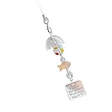 Tmboryuu Llavero artístico con diseño de carillón de viento con diseño de peces, colorido y cuentas acrílicas para ocasiones informales o formales, elegante llavero de campanillas de viento, dorado