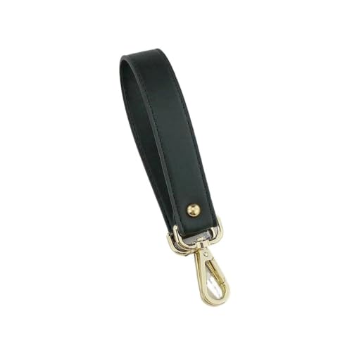 Correa asa de cuero litchi negro premium, cinturón de hombro corto para bolsos de alta costura