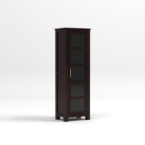 Image of Solid Sheesham Wood Display Cabinet with Acrylic Glass Door | Wooden Bookshelf & Bookcase Storage Cabinet for Living Room, Home Office & Bedroom(Walnut Finish)