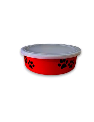 MOLY Futternapf aus Edelstahl mit luftdichtem rotem Deckel, schützt Ameisen und Mücken, hygienische Konservierung von Tiernahrung, ideal für Hunde und Katzen