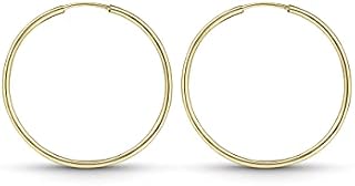 Amberta Allure Women 9 Ct Yellow Gold Endless Hoop Earrings