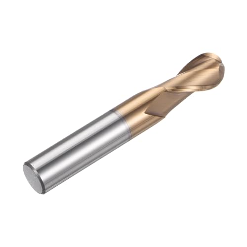 Image of HARFINGTON Ball Nose End Mill 2 Flute 0.47 inch Diameter 0.47 inch Shank Tungsten Carbide Spiral CNC Router Bits 0.95 inch Cutting Length Single End Ball Cutting Tool for Carving Engraving Grinding
