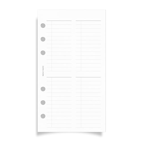 Checklist Planner Inserts – Personal Size, 30 Pages (15 Double-Sided), Undated, 4 Customizable Checklists per Page, 6 Hole Pre-Punched Heavyweight White Paper