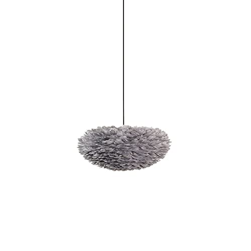 Plafonnier en plumes gris de 30cm avec douille E27 pour décoration de salon et chambre d'enfant