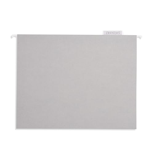 25 Blue Summit Supplies Grey Hanging File Folders Letter Size - Durable 11pt Paper, Hanging File Folders Gray, Plastic Tabs and Inserts Included, Perfect for Office Organization by Blue Summit Supplies - Image 6
