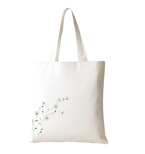 Image of Cotton Tote Bag For Women Stylish I Casual Shoulder Embroidered Canvas Hand Bags For Women I New Floral Style Ladies Handbags College Girls, Office Daily Use, Beach & Shopping, Travel