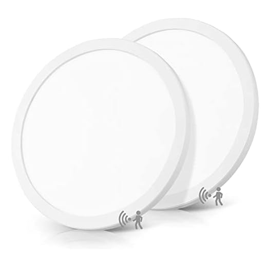 TUUANA Motion Sensor LED Ceiling Lights, 20W 8.7in LED Flush Mount Ceiling Lights, 5000K 1800LM Slim Flat Surface Mount Lights White with 3 Modes for Closet Bedroom Laundry Hallway Kitchen, 2 Pack