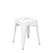 Vaukura Taburete Bajo Oliix - Taburete Industrial Metálico Mate (Blanco)