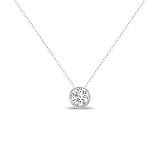 TimeLess Classics Lab Grown Round Diamond Bezel Pendant Necklace For Women in 14K White Gold - 0.33 Carat