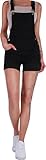 Y C Damen Latzhose Jeans Shorts Hot Pants kurze Stretch Latzjeans Latzshorts 34 - 42 (34, Schwarz)
