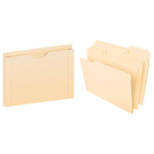 Pendaflex Manila file jackets, 2" expansion, left/center/right 1/3-cut tabs