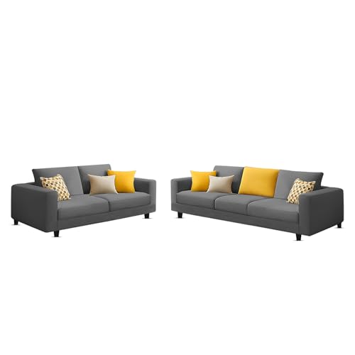 Image of Galib 3+2 Seater Sofa Set for Living Room (Dark Grey Fabric) Premium Fabric Sofa Set