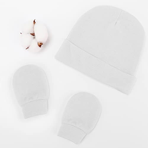 Newborn Baby Hats and Mittens Set Infant Beanie Cap Toddler Gloves Newborn Hospital Hats for Baby Boy Girl Kid 0-6 Months4