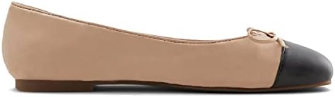 MOOMMO Women Cap Toe Flats Bow Slip On Ballet Flats Comfort Matte Beige Flat Shoes Round Toe Flat Heel Dress Shoes Office Ladies Party Chic Cute Driver Flats Cute Solid Beige 10 M US | Image 4