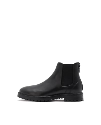 Buy Rarez Men's Gum-1 Black Leather Fabric Chelsea Boots at Amazon.in - Image 2