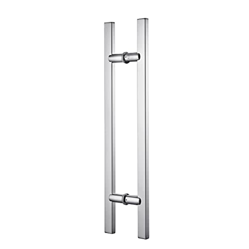 TOGU TG-6017 12 inches Solid Standoffs Heavy-Duty Commercial Grade-304 Stainless Steel Push Pull Door Handle/Barn Door Pull Handle/Glass Pulls, Mirror Polished Chrome Finish