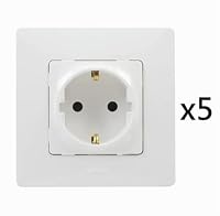 LEGRAND Packung mit 5 Steckdosen oder Steckdosen, 2P+T, 16 A, 230 V, Serie Niloé Monoblock, kompletter Mechanismus mit Rahmen, Weiß, 396430 – Ansicht 2