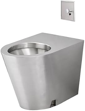 Smart Sensing High Efficiency Water Saving Toilet,304 Stainless Steel Bathroom Toilet,Commercial Dual Flush Siphon Toilet,Comfortable Seat Height,for bathrooms, Vans, Hos,Stainless Steel Hand