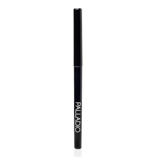 Palladio Retractable Waterproof Eyeliner, Richly Pigmented Color and Creamy, Slip Twist Up Pencil Eye Liner, Smudge Proof Long Lasting Application, All Day Wear, No Sharpener Required, Pure Black