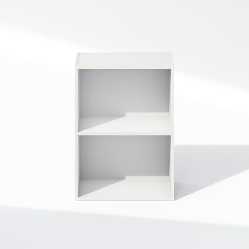 Image of Furinno Reed Closet Organizers and Storage, 2-Tier Closet Organizer, Open Shelf Closet Storage, for Wardrobe, Bedroom, Living Room, White