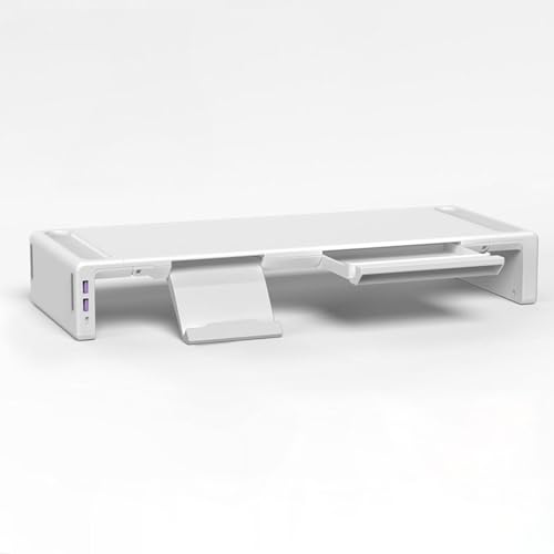 Soporte ergonómico de portátil blanco con puerto USB e interfaz de carga para escritorio 4