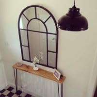 Urban Reclamation Buttermere Rustic Console Table with Hairpin Legs | Reclaimed Scaffold Board Hallway Table | Handmade Radiator Cover Made from Solid Wood (Rustic Pine, 100cm)
