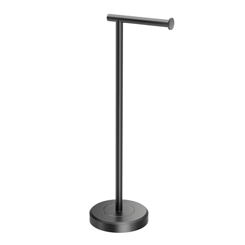 Image of Gatco 1437MX Latitude II Freestanding Toilet Paper Holder Stand, Weighted Base, 22.25-Inch H, Matte Black