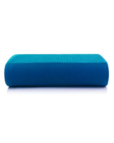 Image of Casa Copenhagen, Egyptian Cotton - Waffle Terry Towel 4 Piece 100% Cotton Large Bath Towel Set - Electric Blue