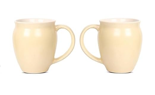 Image of Qimac Plus Premium Ceramic Coffee Tea Cups Mugs Best Gift for Family Cream Colour (400 ML, Microwave Safe, Dishwasher Safe) (Pack of 2)