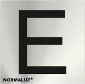 Normaluz Rd717141 - Señal Adhesiva Cuadrada Letra E Acero Inoxidable Adhesivo 0,8 Mm 5X5 Cm Con Cte, Ripci