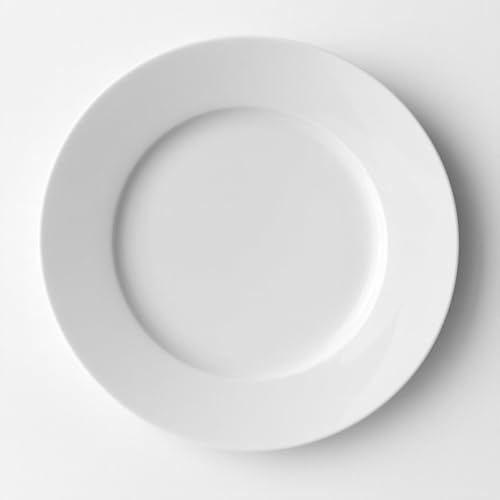 Miniatura 2 de Casaselección 12 Platos Llanos De Porcelana Blanca - Juego De 12, Diseño Redondo, 27 Cm, Aptos Para Lavavajillas Y Microondas, Color Blanco