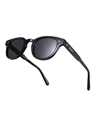 Non Polarized Acetate Sunglasses Round Frame with UV Protection Impact Resistant Nylon Lens Retro Shades Unisex2