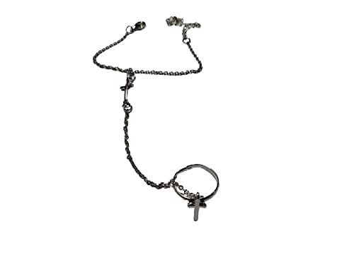 Bracelet baciamano croix argent fait main bijou de main porte-bonheur