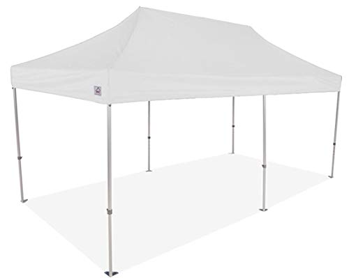 Impact Canopy 10x20 Pop up Canopy Tent Steel Frame with Wheeled Roller Bag - White