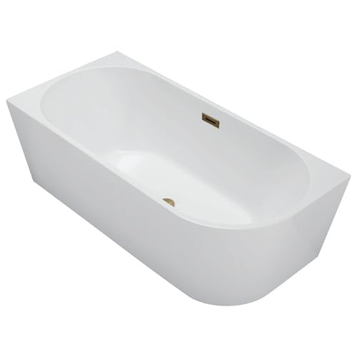 Balneo - Freistehende Badewanne - Eckbadewanne AVOLA - Acryl mit Stahlgestell - 6 Stabilisatorfüße - Überlauf und Klickverschluss - Modernes Design